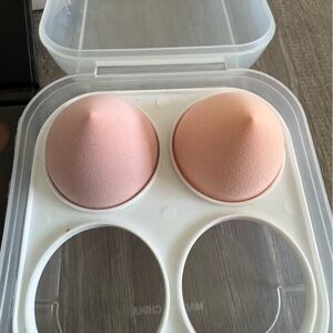 Makeup Sponge Duo & Case for Sponges - Soft Pink/Peach Blending Sponges
